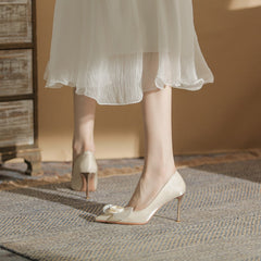 Women's French High Stiletto Bridal Flower Wedding Heels