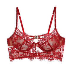 Bralette French Eyelash Lace Unterwäsche Beauty Back Ultradünner BH mit Stahlring-Oberstütz-BH