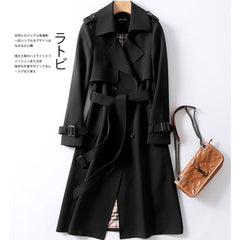 Cinched Patchwork Casual Belt Belt Solid Color High-End Elegant Windbreaker Coat