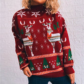 Weihnachtsthema Elch Schneeflocke Weihnachtsbaum Strickpullover Pullover