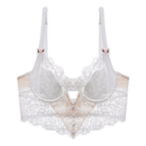 Bralette Wimpernspitze Dessous Körperformung Dünner Push-up Hohlausschnitt Langer Rücken-BH
