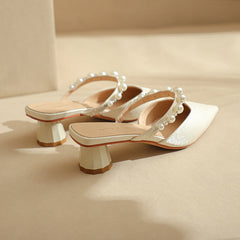 Women's Closed Toe Chunky Pointed Front Bag Heels