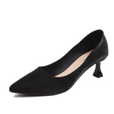 Women's High Pointed Toe Black Soft Surface