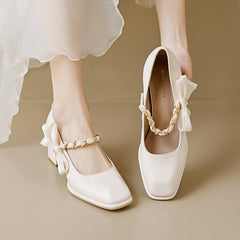 Women's Jane Classic Style Low-cut Chunky Fairy Heels