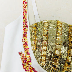 Star Wooden Ear Heavy Industry Beaded Strap Dress