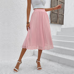 Skirt Solid Color Chiffon Pleated Skirt