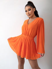 V neck Pleated Romper
