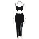 Backless Hollow Out Cutout Slit Slim Fitting Dress