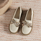 Mocassins épais en métal à tête ronde pour femmes