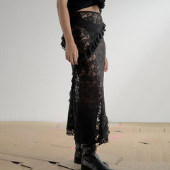 Design Lace Stitching Skirt See through Dress