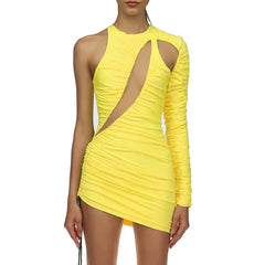 Niche – Unregelmäßiges, asymmetrisches, plissiertes Kleid mit einem Ärmel