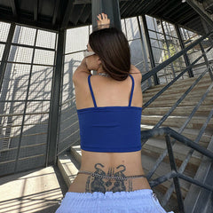 Gilet court à bretelles ajouré