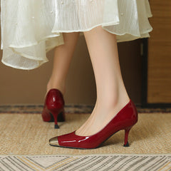 Women's Patent High Metal Square Toe Stiletto