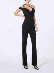 Jumpsuit Hose Enge Taille Drapieren Schwarze Camisole Hose High End Jumpsuit Eng