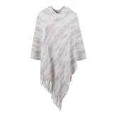 Hooded Striped Tassel Cape Shawl Outer Scarf