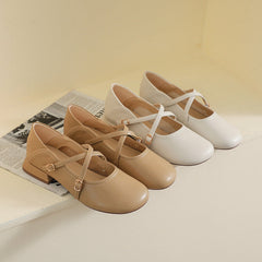 Jane Damen Frühlingsschuhe im französischen Stil mit weichen, klobigen Absätzen