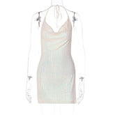 Fried Street Backless Hollow Out Cutout out Halter Slimming Short Dress