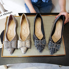 Women's Pumps Summer Flat Bowknot Rhinestone Low-cut