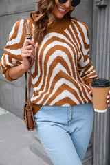 Pull ample en maille à col roulé et imprimé léopard