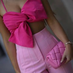 3D Bowknot Bow Camisole Spaghetti Strap Backless Tube Top