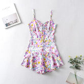 Small Fresh Tube Top Collar Sling Slim Slimming Floral Burst Romper