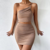 Niche One-Shoulder Kordelzugkleid Aushöhlen Cutout Etui Kurzes Kleid