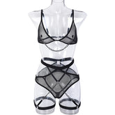 Three Piece Set Mesh Lingerie with Bracelet Christmas