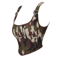Camouflage-Tube-Top mit verstellbaren Schultergurten und Push-up-Oberteil