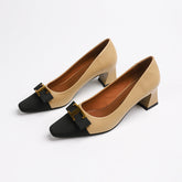 Women's Color Matching Square Toe Commuter
