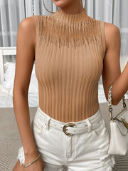Simple See through Mesh Vest Knitted Top