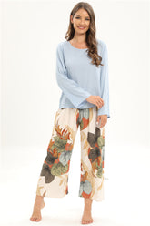 Rayon Home Wear Suit Casual Pajamas Long Sleeved Trousers