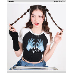 Street Cool All Matching Slim Fit Palm Print Short T shirt