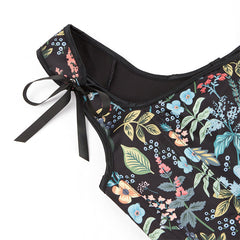 Black Floral Adjustable Shoulder Strap Tube Top Push up Top