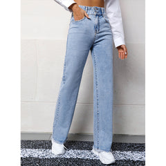 Trend Gerade Helle Farbe Alle Passenden High Waist Casual Denim Hosen