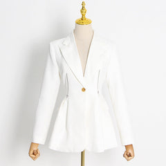 Cool Smart Casual Two Piece Suit V neck Blazer High Waist Work Pant Suit