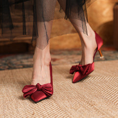 Escarpins à talons aiguilles hauts pour femme, couleur vin rouge, pour mariage