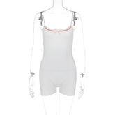 Solid Color Slim-Fit Girl Chest Patchwork Bow Backless Suspender Romper