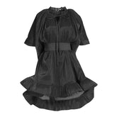 Robe de soirée mondaine française de haute qualité, lacets à la taille, ourlet à volants, robe tutu en tulle