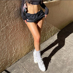 Trendy High Waist Slim Drawstring Bag Hip All Match Skirt