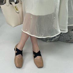 Popular Retro Soft Grandma Square Toe