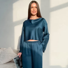 Dünner Pyjama aus Kunstseide, bequem, cooles Set, Homewear, französische Homewear