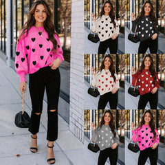 Valentinstag Liebe Rundhalsausschnitt Locker sitzender Strickpullover