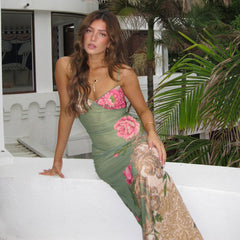 Lässiges, schmal geschnittenes Unterkleid mit Print für den Urlaub