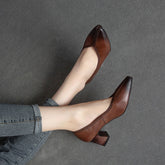 Women's Shu First Layer Cowhide Hand-rub Color Retro