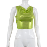 Ärmelloses, kurzes, bauchfreies Oberteil, geschlitzte, freiliegende Beine, dekorativer Nadelrock