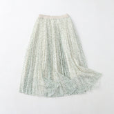 Fresh Sweet Skirt Printed High Waist Big Swing Pleated Mesh Skirt