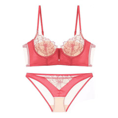 Tiefer V-Ausschnitt, ausgehöhlter Ausschnitt, bestickte Weste, Korsett mit Stäbchen, Shapewear, gerafftes langes BH-Set