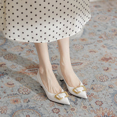 Unique Innovative Metal Buckle Stiletto High Heels