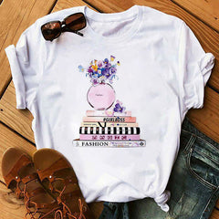 T shirt Top Print round Neck Top T-shirt