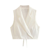 Linen Blended Slim Vest Casual Shorts